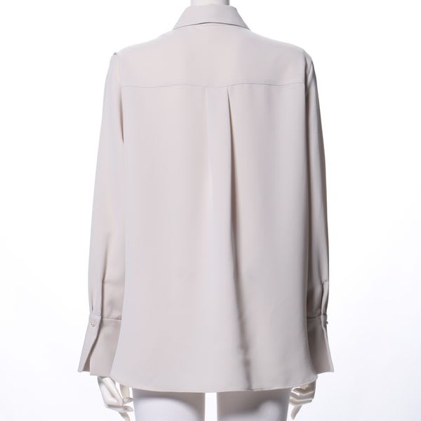 フロントフラップポケットデザイン前開きブラウス