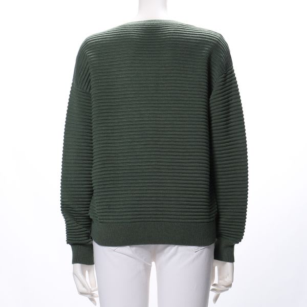 横リブデザインラウンドネックセーター