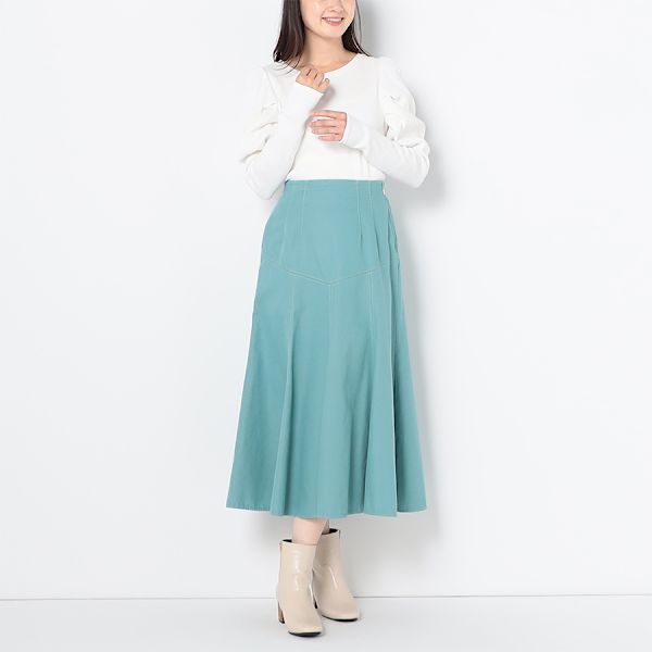 カラーステッチマーメイドシルエットスカート