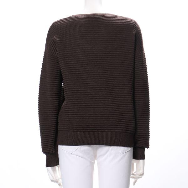 横リブラウンドネックセーター