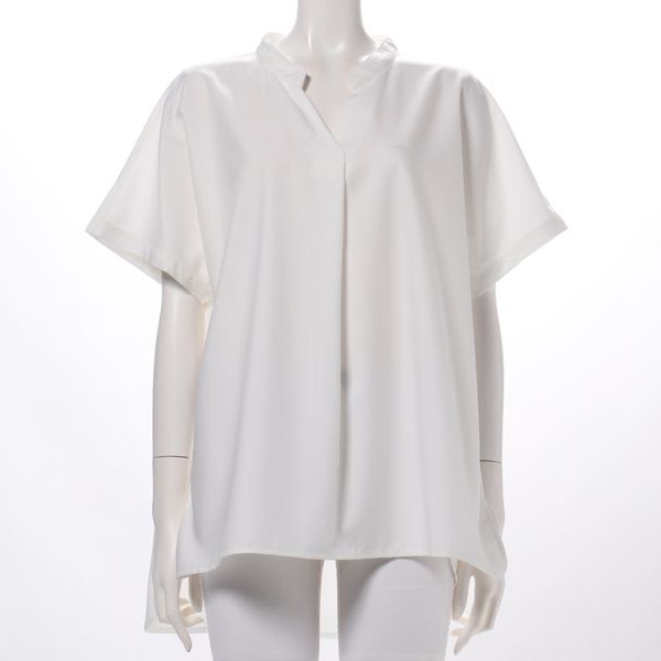 スタンドVネックブラウス