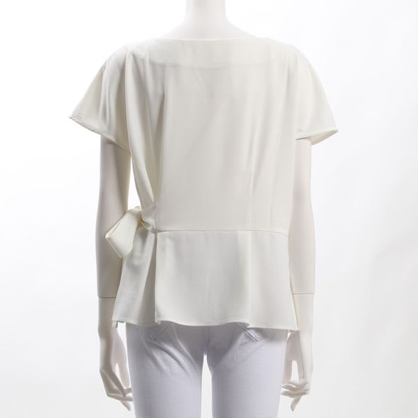 サイドリボンアシンメトリーペプラムブラウス