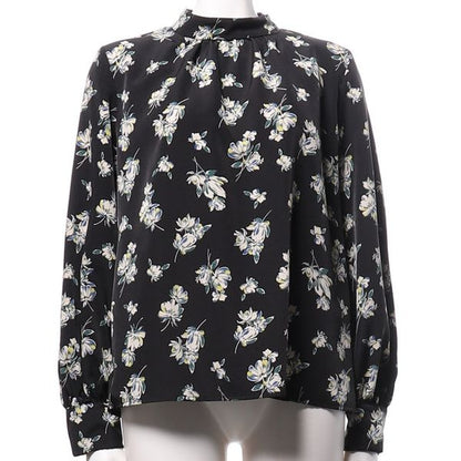 スタンドカラーフラワーブラウス