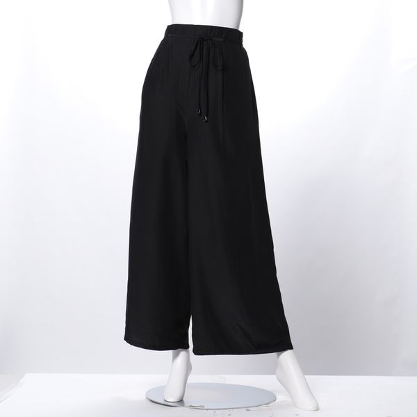 リボンベルト付きワイドパンツ