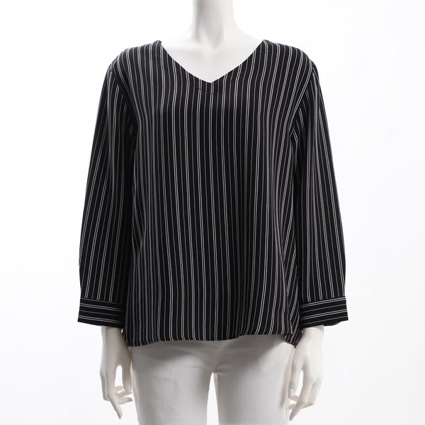 ストライプ柄Vネックブラウス