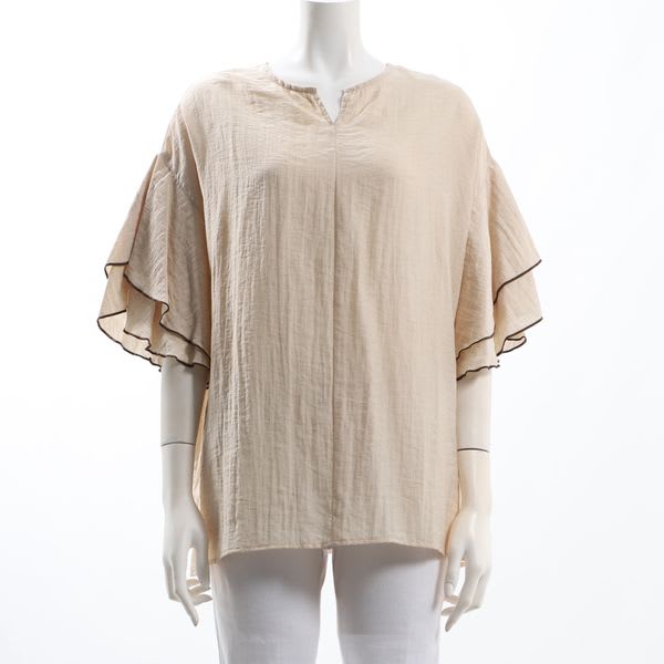 リネン混フレアスリーブブラウス