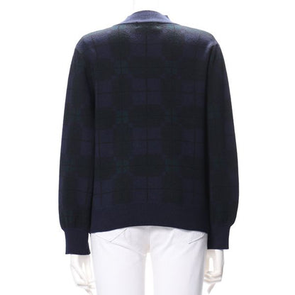 チェック柄ハイネックニット