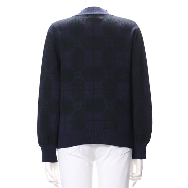 チェック柄ハイネックニット