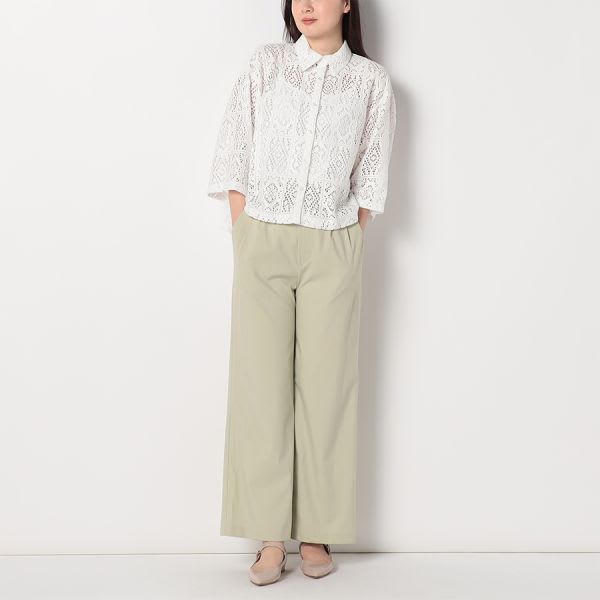 透かし模様レースシャツ