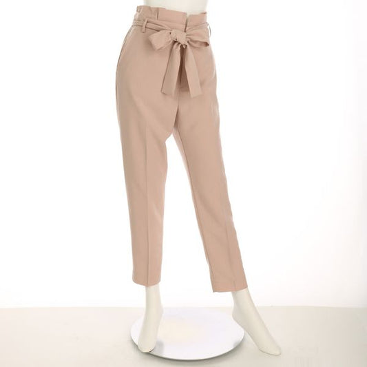 ハイウエストリボンベルトテーパードパンツ