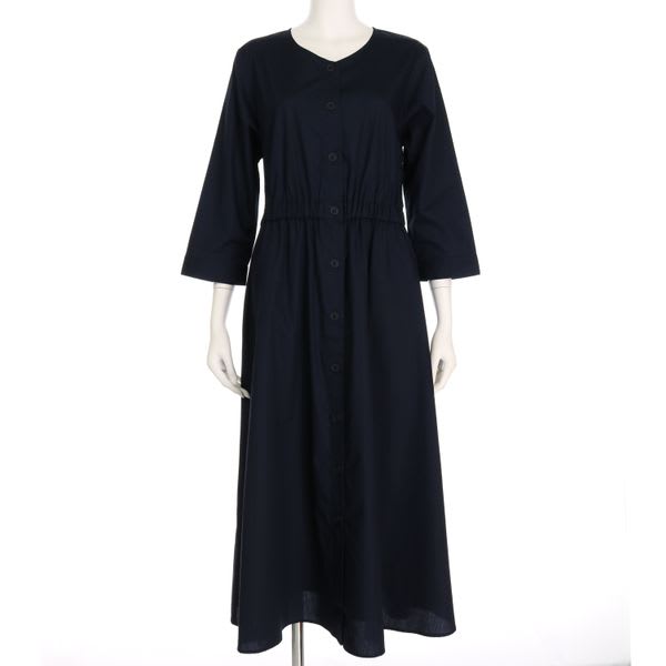 ウエストゴム入りフロントボタンワンピース