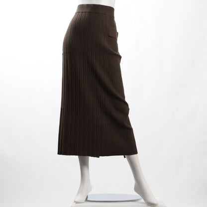 リブ幅切替バックスリットニットタイトスカート