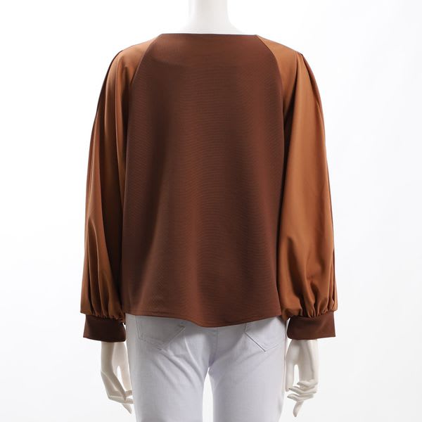 袖異素材切り替えタックカットソー