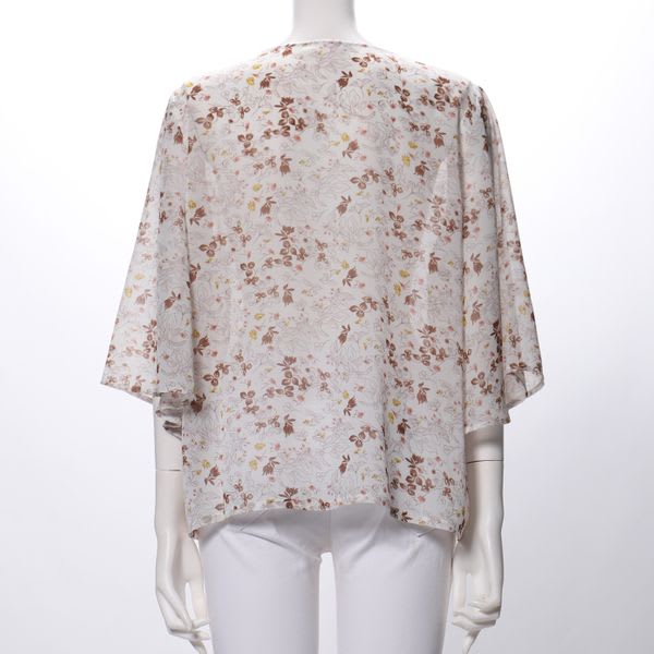 Vネック総柄ブラウス