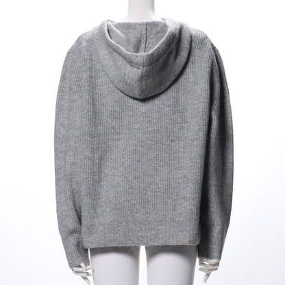 切り替え編みニットフーディー