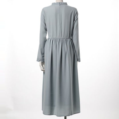 ウエストリボンスタンドカラーワンピース