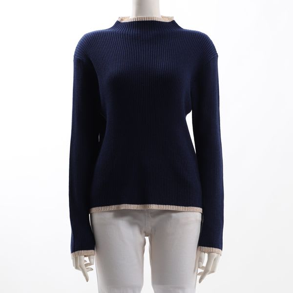 バイカラーボトルネックニット