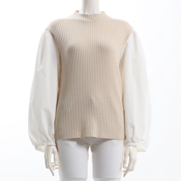 異素材切り替えニット