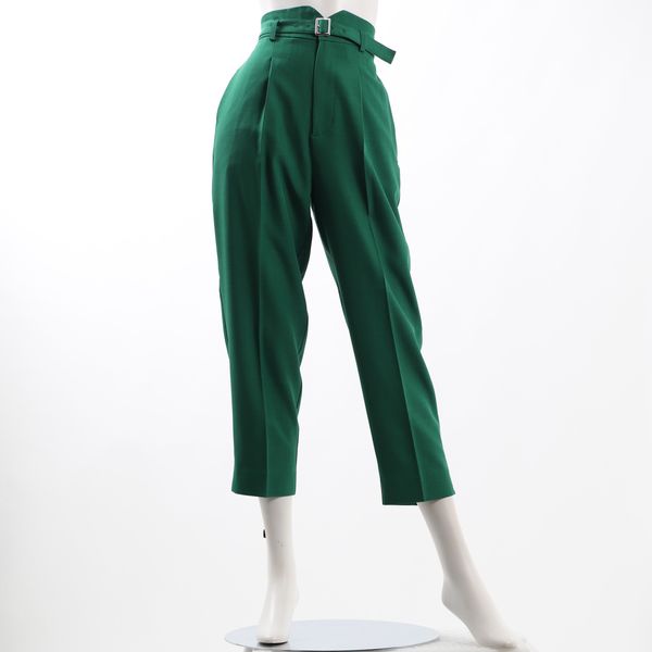 バックゴムベルト付きタックテーパードパンツ