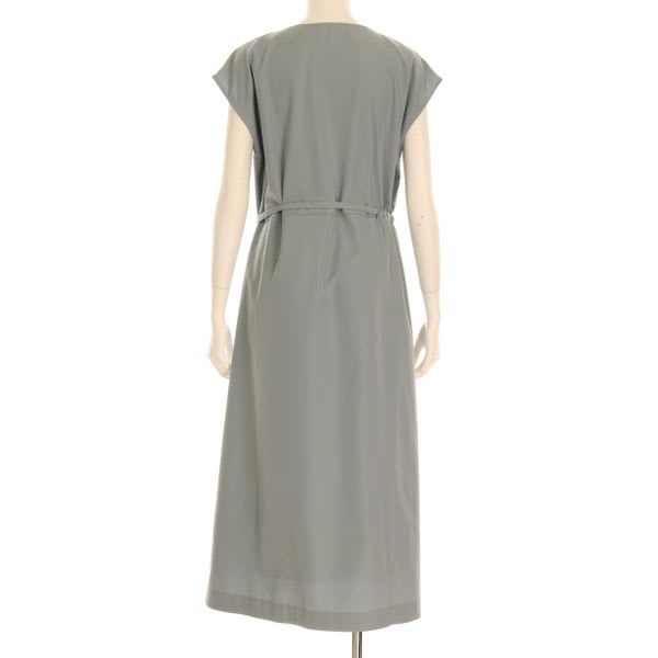 細ウエストリボンオープンフロントネックワンピース