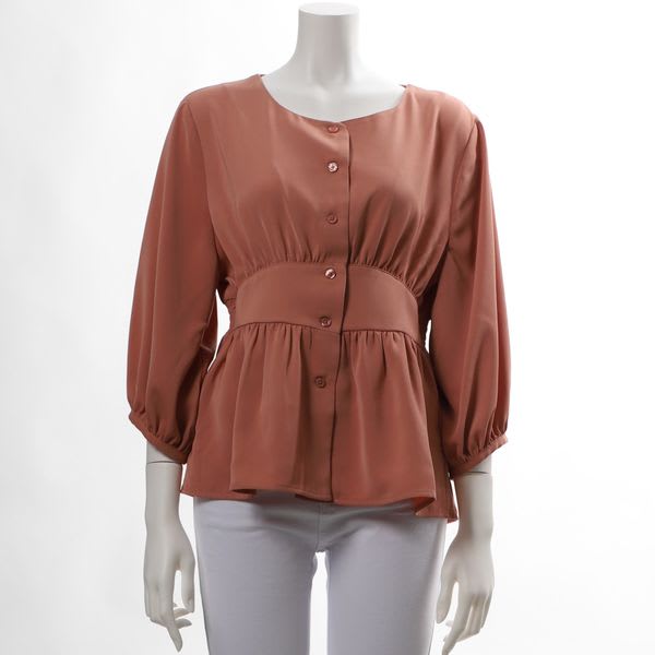 胸下切替デザインボリュームスリーブブラウス