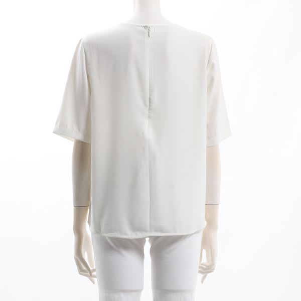 配色ラインクルーネックブラウス