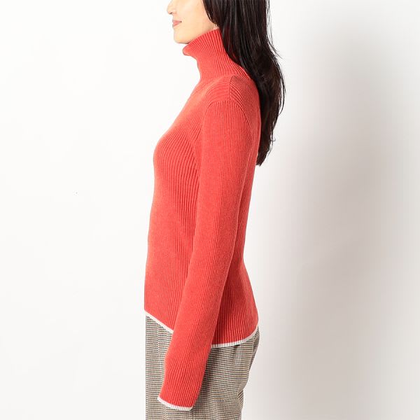 シンプルタートルネックリブニット