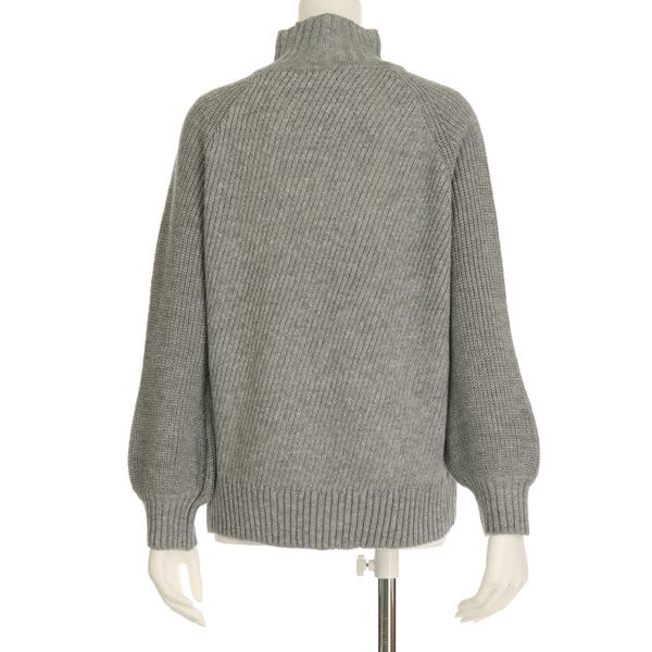 ラメ織バルーンスリーブハイネックニット