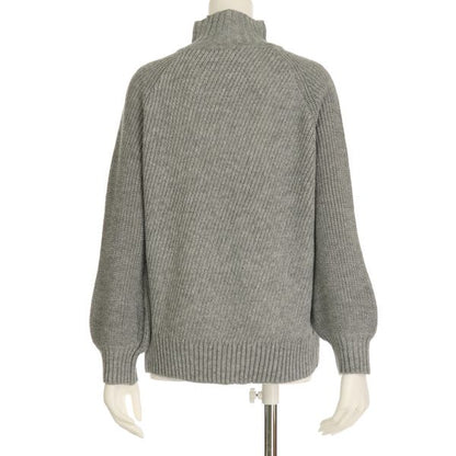 ラメ織バルーンスリーブハイネックニット