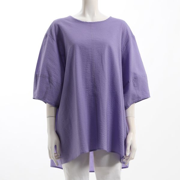 楊柳生地ラウンドネックブラウス