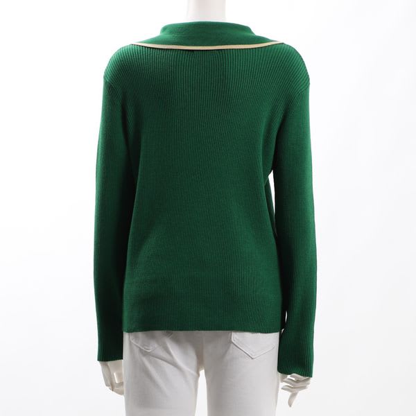 バイカラーデザイン襟ニット