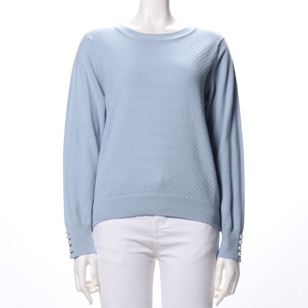 袖口装飾パールニット