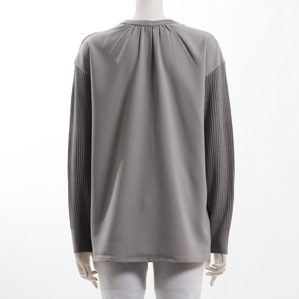 異素材切り替えリブニット