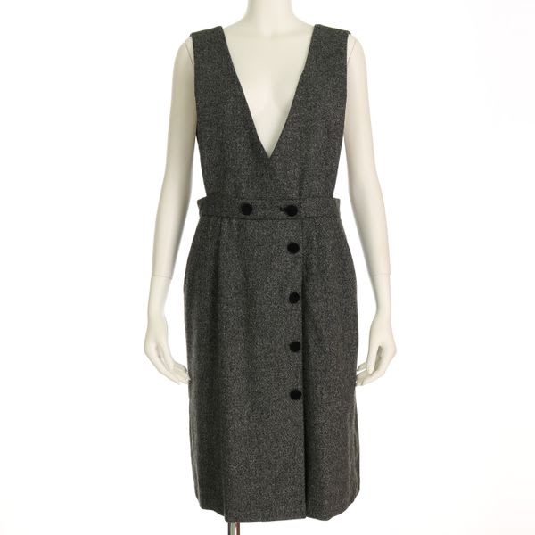 ボタンデザインラップ風ジャンパースカート