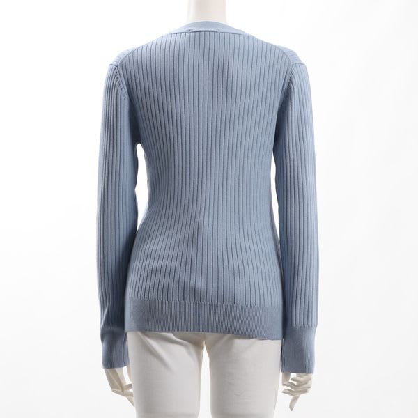 ランダムリブVネックニット