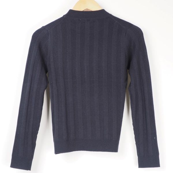 クルーネック細リブニット