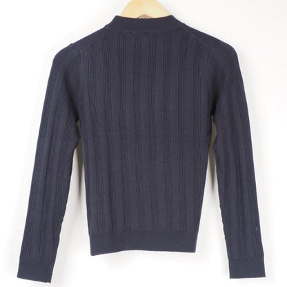 クルーネック細リブニット