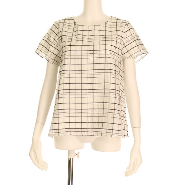 ラメラインチェック柄ブラウス