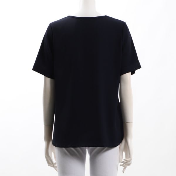 袖折り返しデザインVネックブラウス