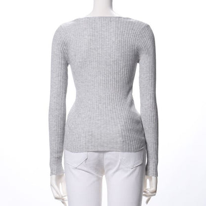 リブVネックニット