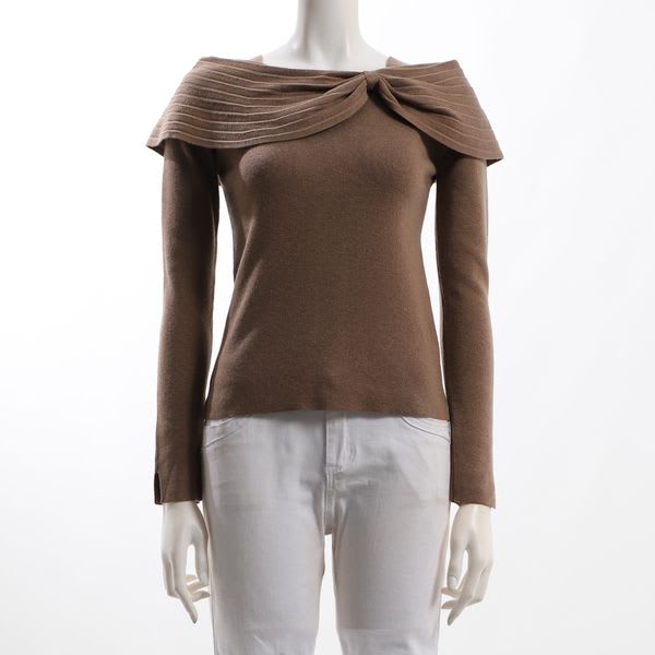 肩リボンオフショルダーニット