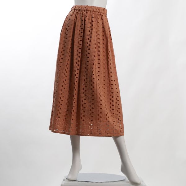 刺繍レースウエスト総ゴムスカート