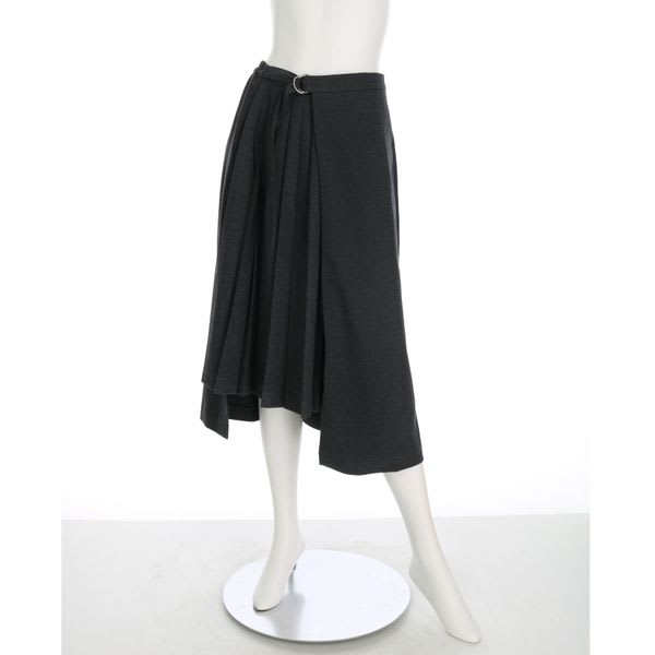 プリーツ付きベルトフレアスカート
