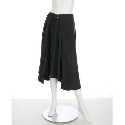 プリーツ付きベルトフレアスカート