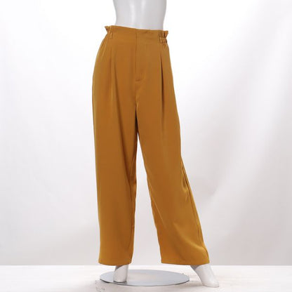 ウエストゴムファスナー付きワイドパンツ