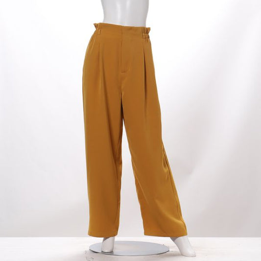 ウエストゴムファスナー付きワイドパンツ