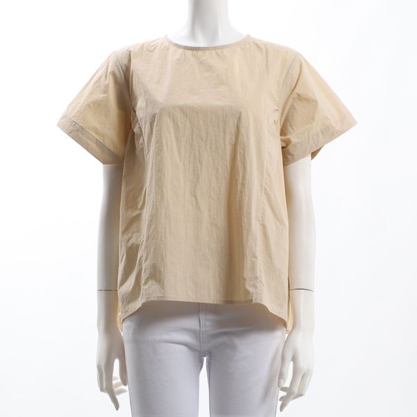 サイド切り替えデザインクルーネックブラウス