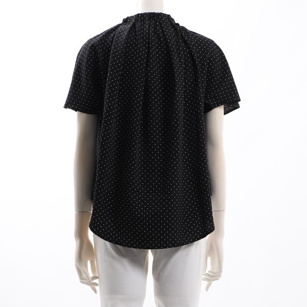 ネックギャザードット柄ブラウス