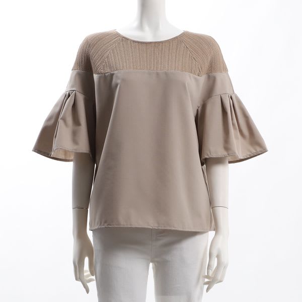 異素材切り替えシャツ/ブラウス