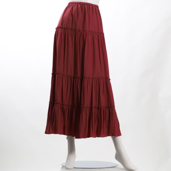 ウエスト総ゴムティアードスカート